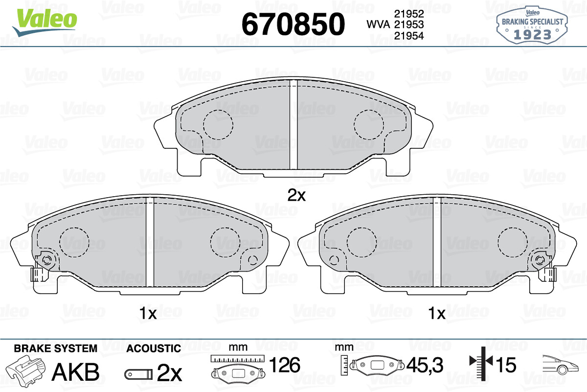 set placute frana,frana disc 670850 VALEO